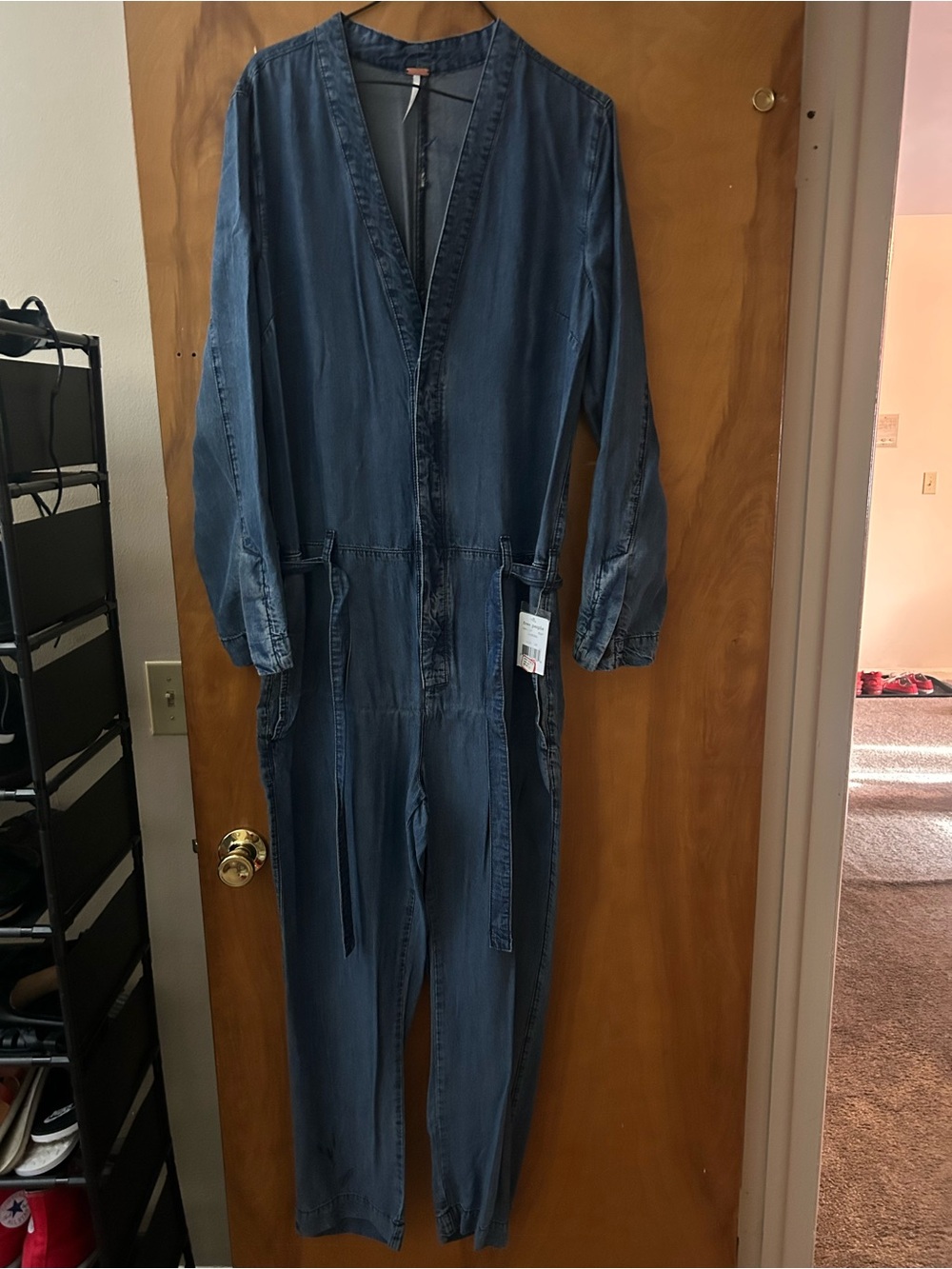 Free People Washed Indigo Denim Jumpsuit
